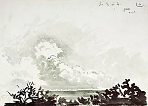 Skystudie. I forgrunden antydet et kystlandskab by Henri Edmond Cross