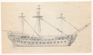 Slagskib. To-dækker by C.A. Lorentzen