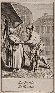 Slagterens ægteskabstilbud (Der Fleischer) by Daniel Nikolaus Chodowiecki