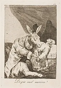 Slår lægen eller sygdommen ham ihjel? by Francisco de Goya