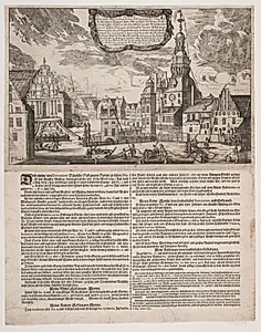 Slotspladsen i København under afbenyttelsen af de, af Branddirektør Fuchs opfundne sprøjter by J.E. Wedel