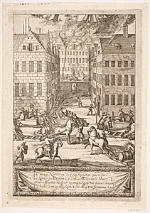 Slukning af en ildebrand med branddirektør Fuchs' sprøjter by Friedrich Ernst Wedell