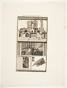 Snit og detaljer af en sluse by Giovanni Battista Piranesi