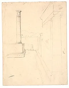 Søjle foran Apollotemplet i Pompejii by L.A. Ring