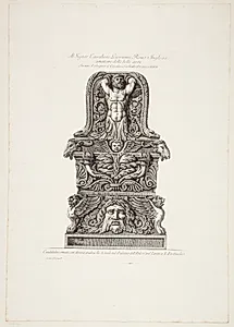 Sokkel til en kandelaber, med en havmand flankeret af slanger og gedehoveder by Giovanni Battista Piranesi