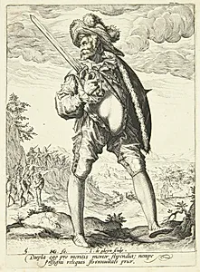 Soldat bevæbnet med sværd og skjold by Jacques de Gheyn II