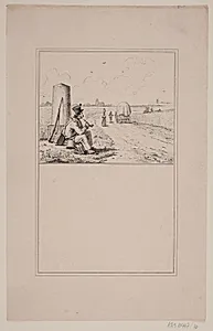 Soldaten på vandring. Prøvetryk til Chr. Winther og M. Rørbye, "25 Billeder for små børn" by Adolph Kittendorff
