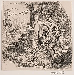 Soldater i en skov. Forpostfægtning ved Vejle by Niels Simonsen