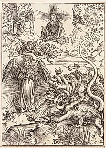 Solkvinden og den syvhovede drage by Albrecht Dürer