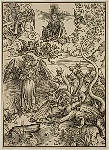 Solkvinden og den syvhovede drage by Albrecht Dürer