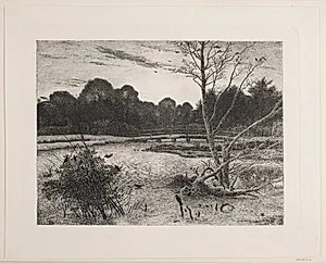 Solnedgang i en skov by Vilhelm Kyhn
