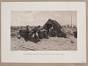 Solskinsdag mellem fiskerbonderne ved Nymindegab by Adolph Kittendorff