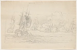 Søslag. 6 skibe by C.A. Lorentzen