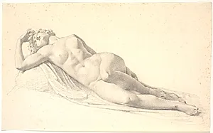 Sovende bacchantinde. Studie til eller tegning efter Bissens første legemsstore statue by H.W. Bissen