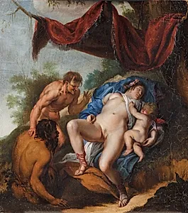 Sovende Venus med Cupido belures af satyrer by Peter Paul Rubens