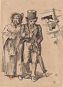 Spadserende ældre borgerpar by Wilhelm Marstrand