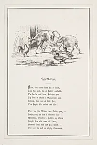Spædkalven. Illustration til H.V. Kaalund, "Fabler for Børn" by H.P. Hansen