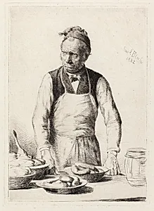 Spækhøkeren bag sin disk by Carl Bloch