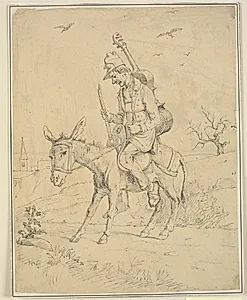 Spillemand på et æsel by Wilhelm Marstrand