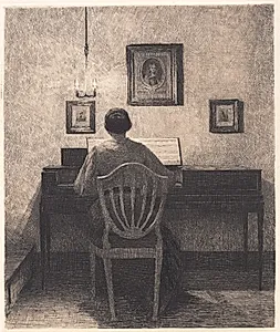 Spillende dame by Peter Ilsted