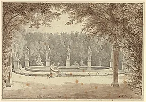 Springvandet i Palazzo Barberinis have, Rom by C.W. Eckersberg