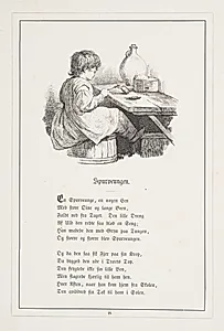 Spurveungen. Illustration til H.V. Kaalund, "Fabler for Børn" by H.P. Hansen