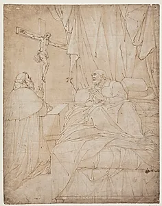 St Ambrosius på dødslejet by Camillo Procaccini