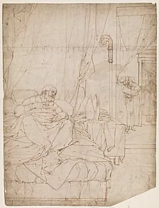 St Ambrosius på dødslejet by Camillo Procaccini