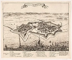 Stadt und Castel Landscron von I.K.M Christiano Quinto Erobert Anno 1676