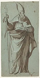 Stående biskop, Sankt Ambrosius eller Sankt Augustin by Ubekendt