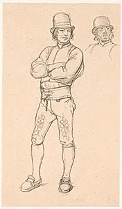 Stående dalkarl med armene overkors by Wilhelm Marstrand