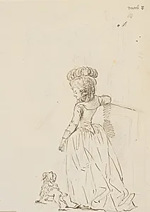 Stående dame med hund by C.A. Lorentzen