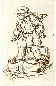 Stående dreng i en båd by Lorenz Frølich