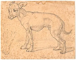 Stående hund by Johan Thomas Lundbye