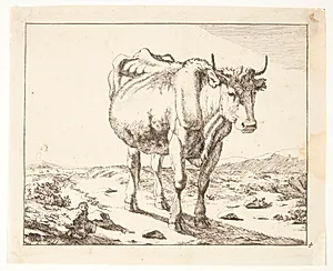 Stående ko, set forfra by Marcus de Bye