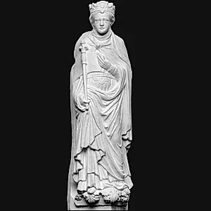 Stående kvinde med krone,scepter og skriftrulle, Ecclesia eller Bathseba by Ubekendt