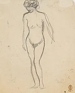 Stående kvindelig model by Isakson, Karl