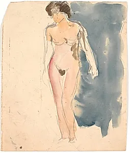 Stående kvindelig model by Isakson, Karl