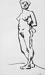 Stående kvindelig model, vendt mod venstre by Albert Marquet