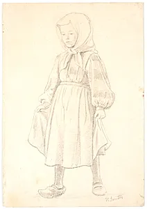 Stående lille bondepige by Hans Smidth