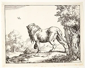 Stående løve, set bagfra by Marcus de Bye