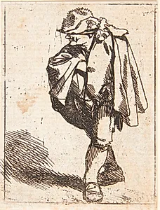 Stående mand med højre hånd stukket ind under frakken by Cornelis Pietersz Bega