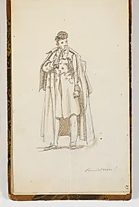 Stående mand med kappe og pibe by Martinus Rørbye