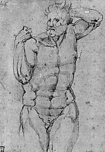 Stående mandlig model, knæfigur by Ubekendt