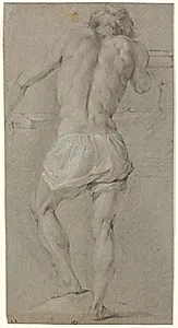 Stående mandlig model, set fra ryggen by Heinrich Dittmers