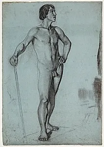 Stående mandlig model by Oluf Hartmann