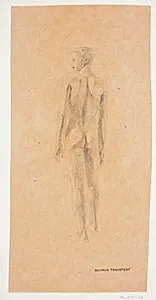 Stående model, dreng, set fra ryggen by Traustedt, Gudrun