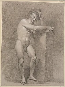 Stående model lænet til høj plint by C.A. Lorentzen