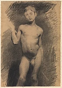 Stående nøgen dreng. Modelstudie by Vilhelm Hammershøi