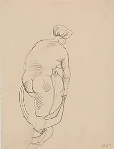 Stående nøgen kvinde, set fra ryggen by J.A. Jerichau (II)